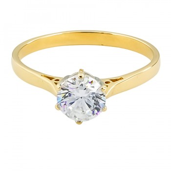 14ct gold Cubic Zirconia solitaire Ring size R